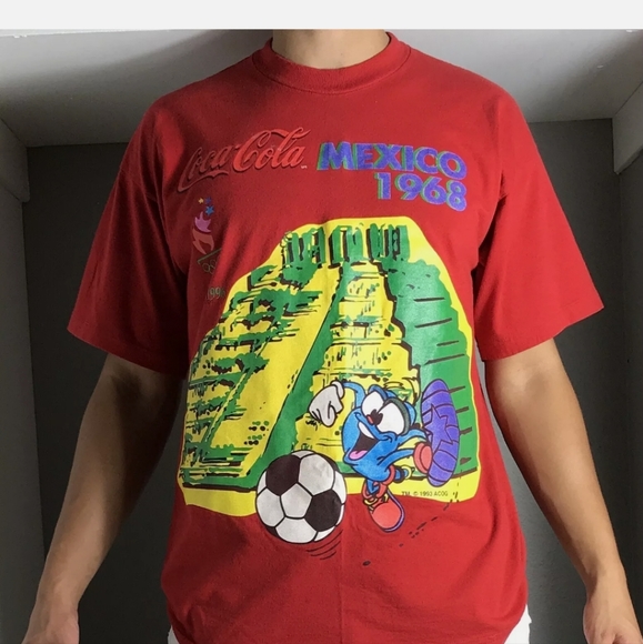 Vintage 90s coca-Cola summer olympics Soccer Bootleg Shirt Size XL - Picture 8 of 11